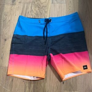 O'Neill Men's Blue Black Coral Ombre Boardshorts
